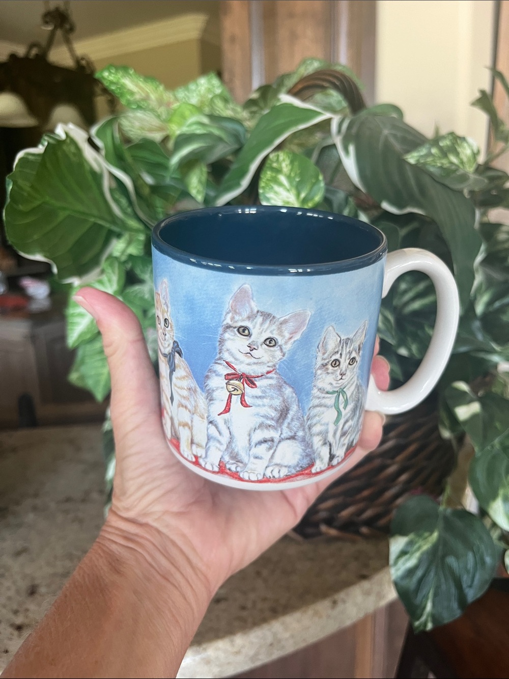 Cute Kittens Kitty Cats Ceramic Mug in Blue